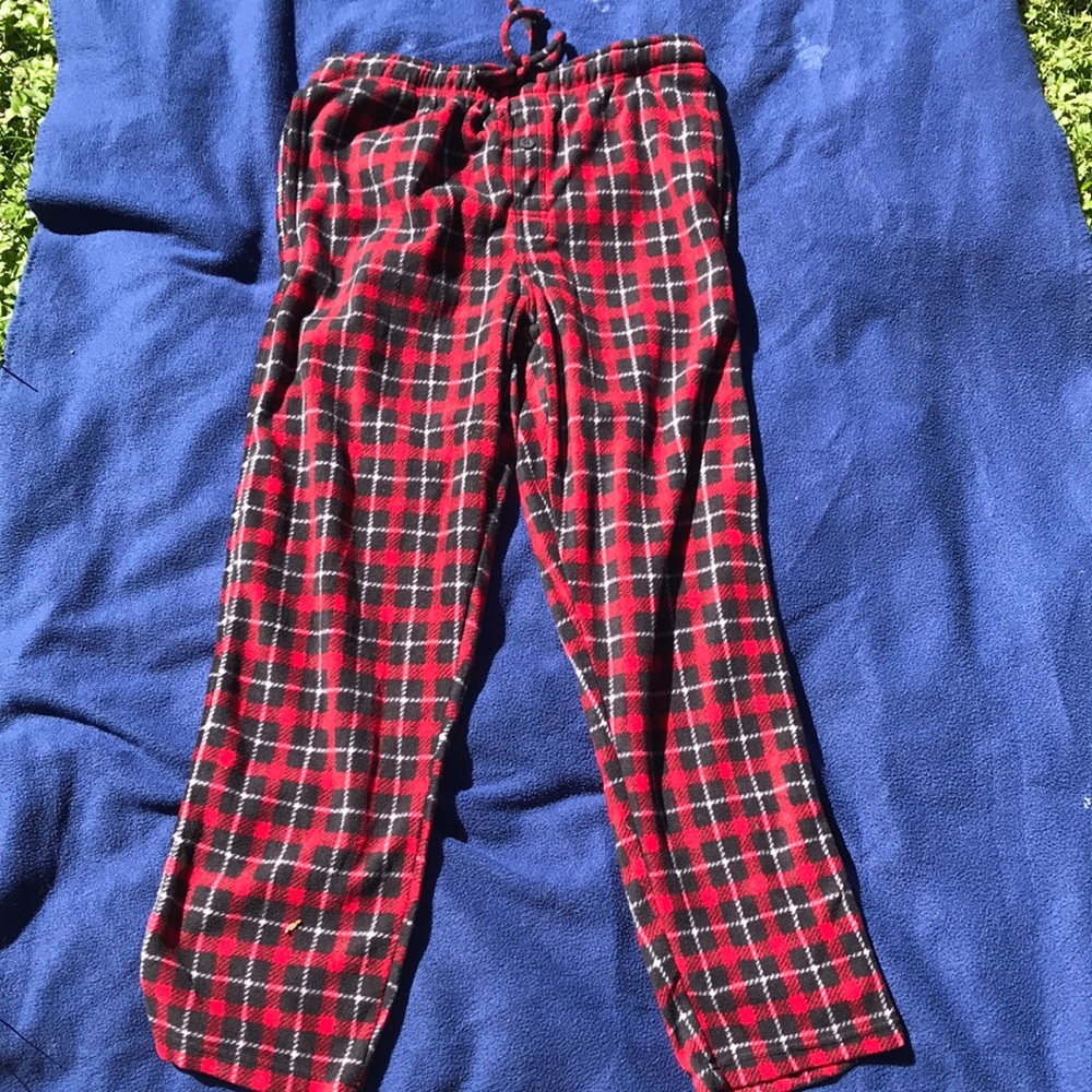 Warm plaid fleece pajama pants